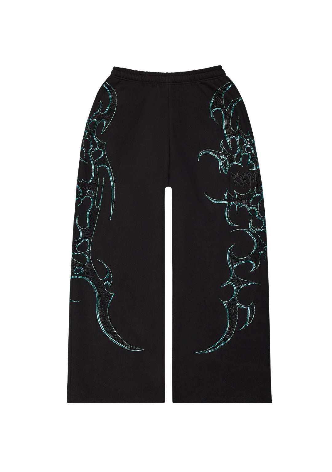 CRASH RHINESTONE OVERSIZED SWEATPANTS BLACK & BLUE