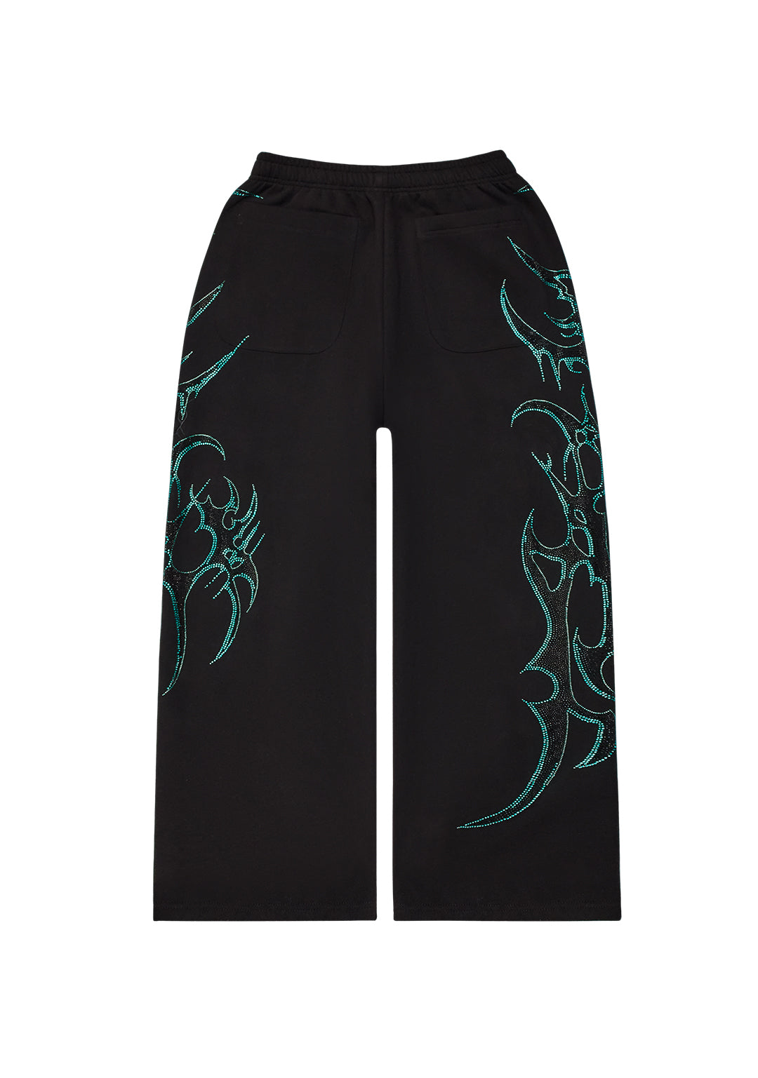CRASH RHINESTONE OVERSIZED SWEATPANTS BLACK & BLUE