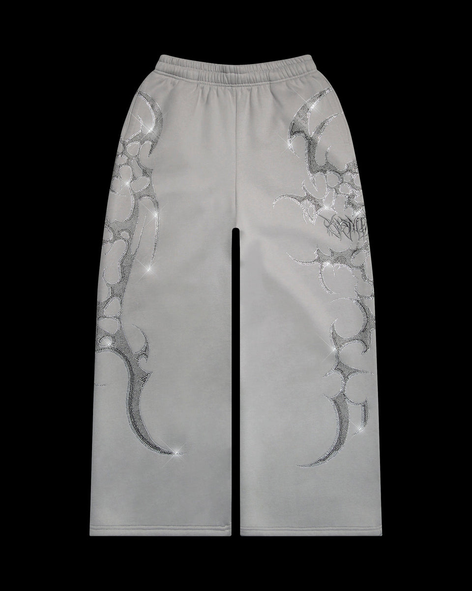 CRASH RHINESTONE OVERSIZED SWEATPANTS SMOKE GREY