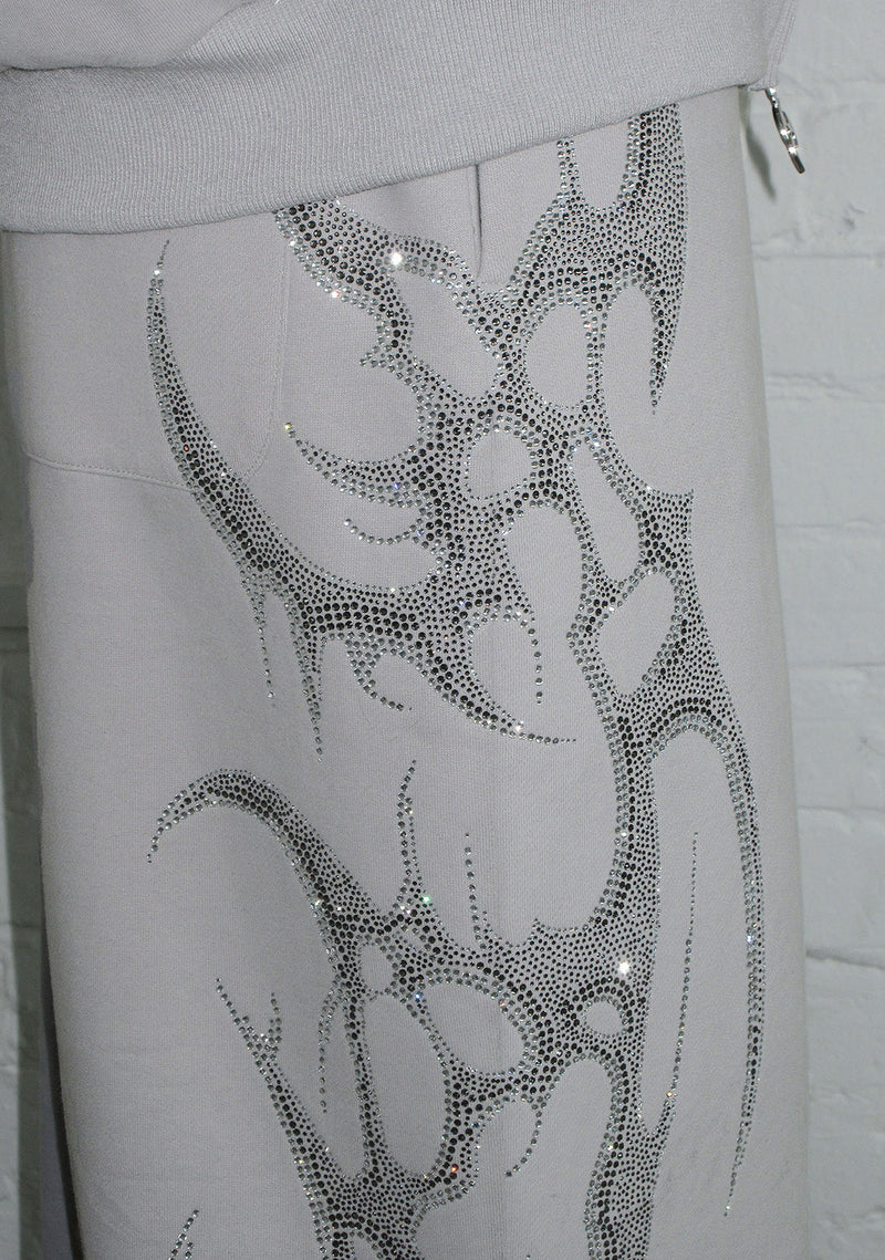 CRASH RHINESTONE OVERSIZED SWEATPANTS SMOKE GREY