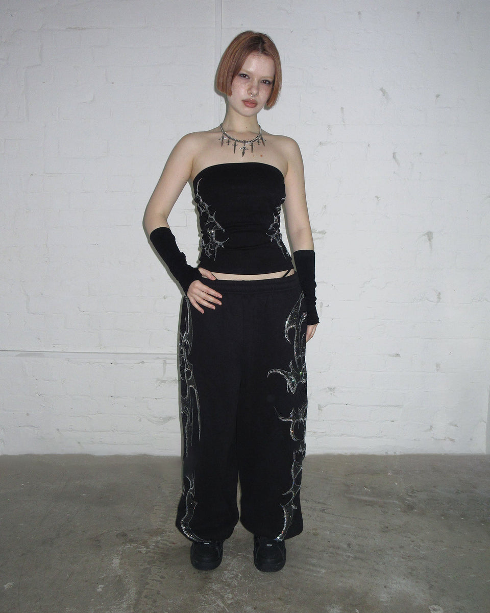 CRASH RHINESTONE TUBE TOP BLACK