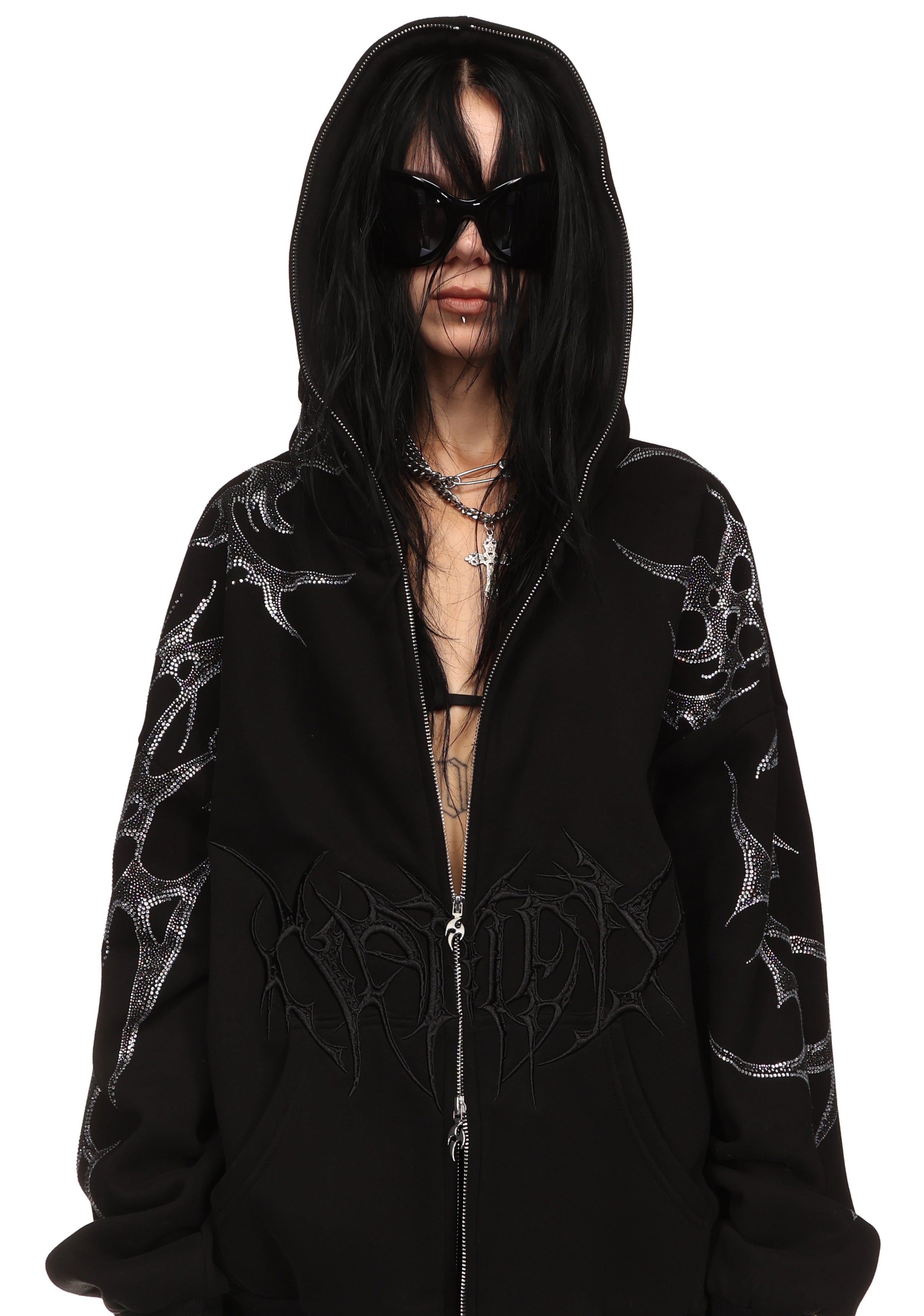 Crash Rhinestone Zip Hoodie Black – NAMED COLLECTIVE®