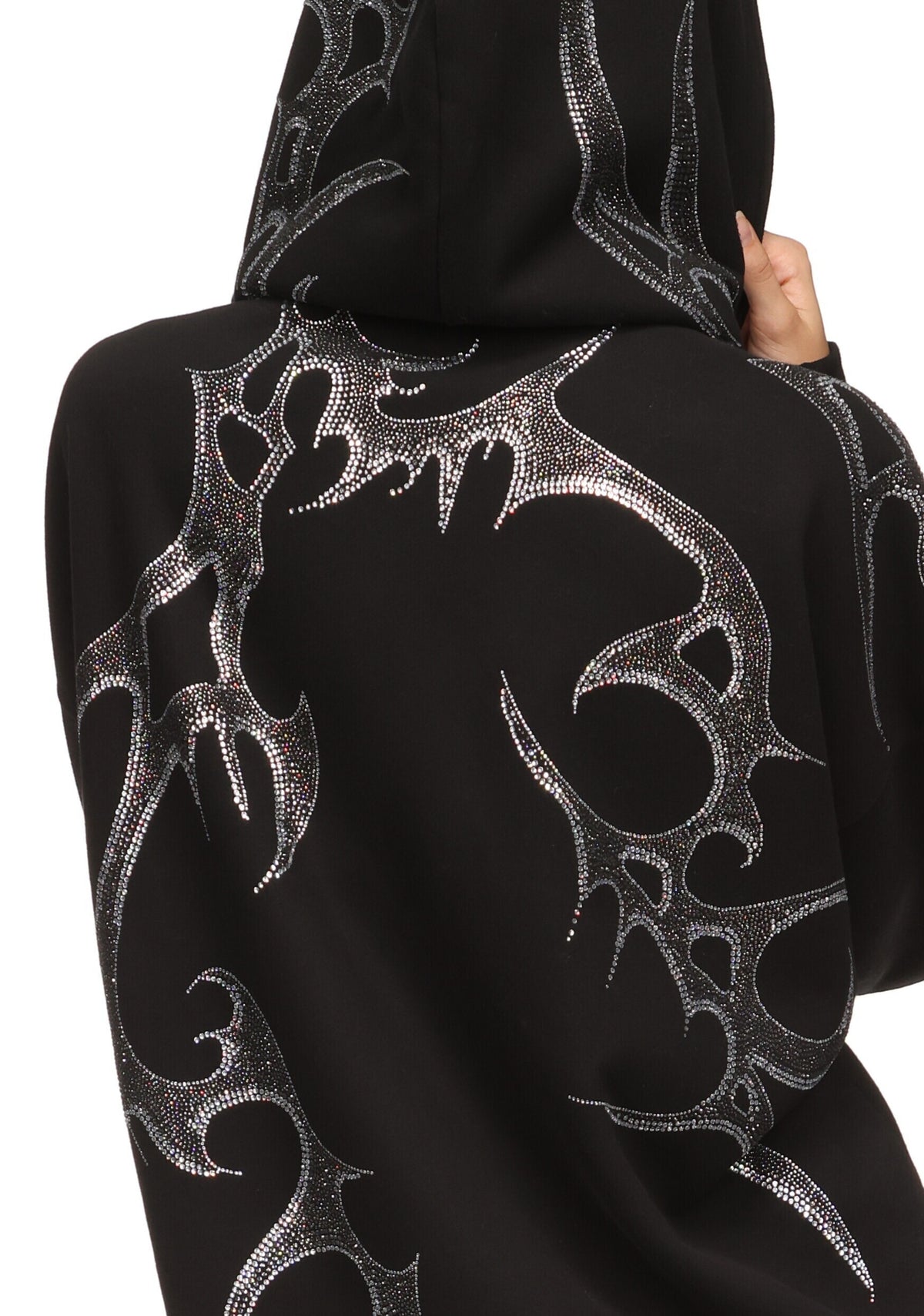CRASH RHINESTONE ZIP HOODIE BLACK