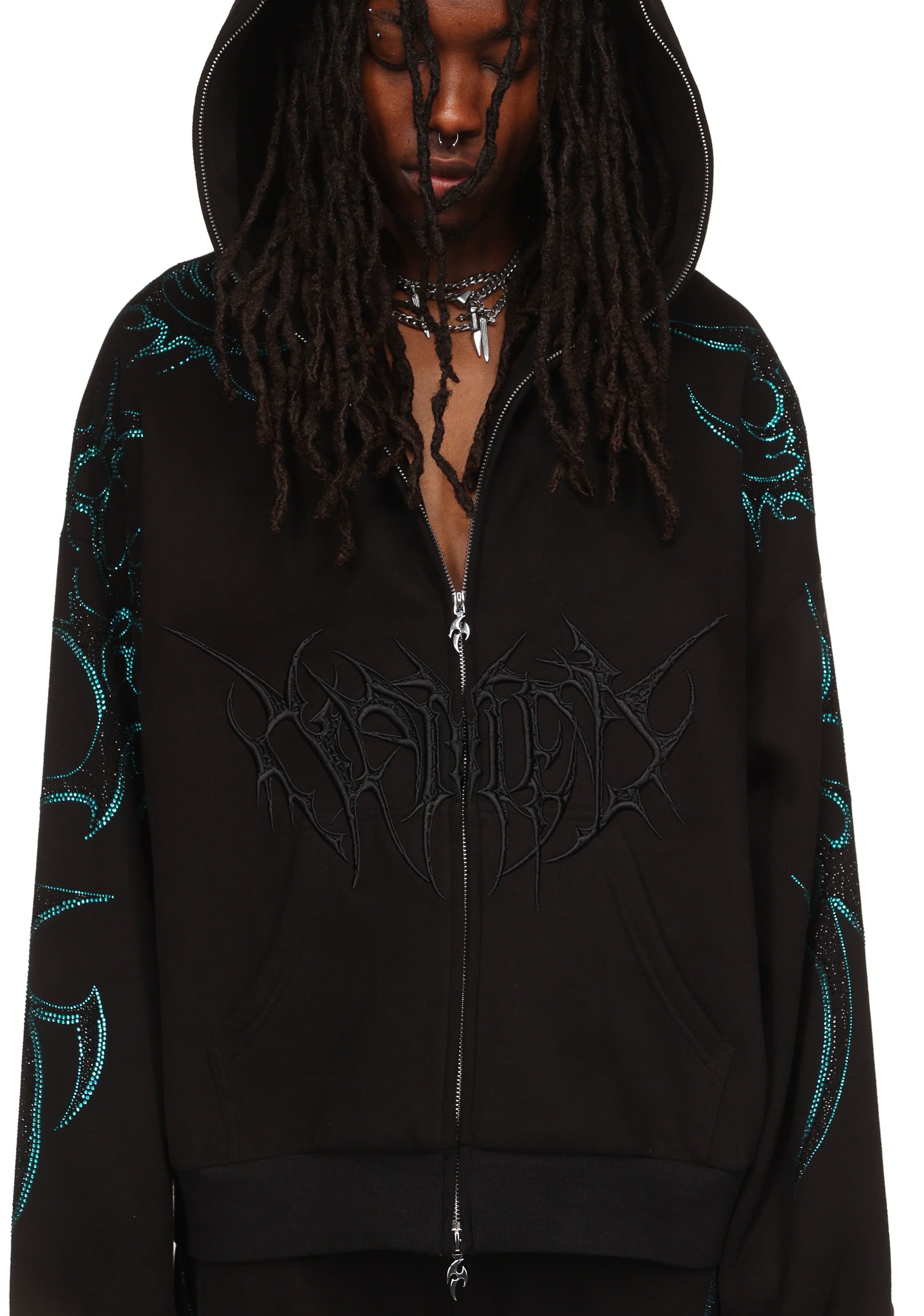 Crash Rhinestone Zip Hoodie Black & Blue – NAMED COLLECTIVE®
