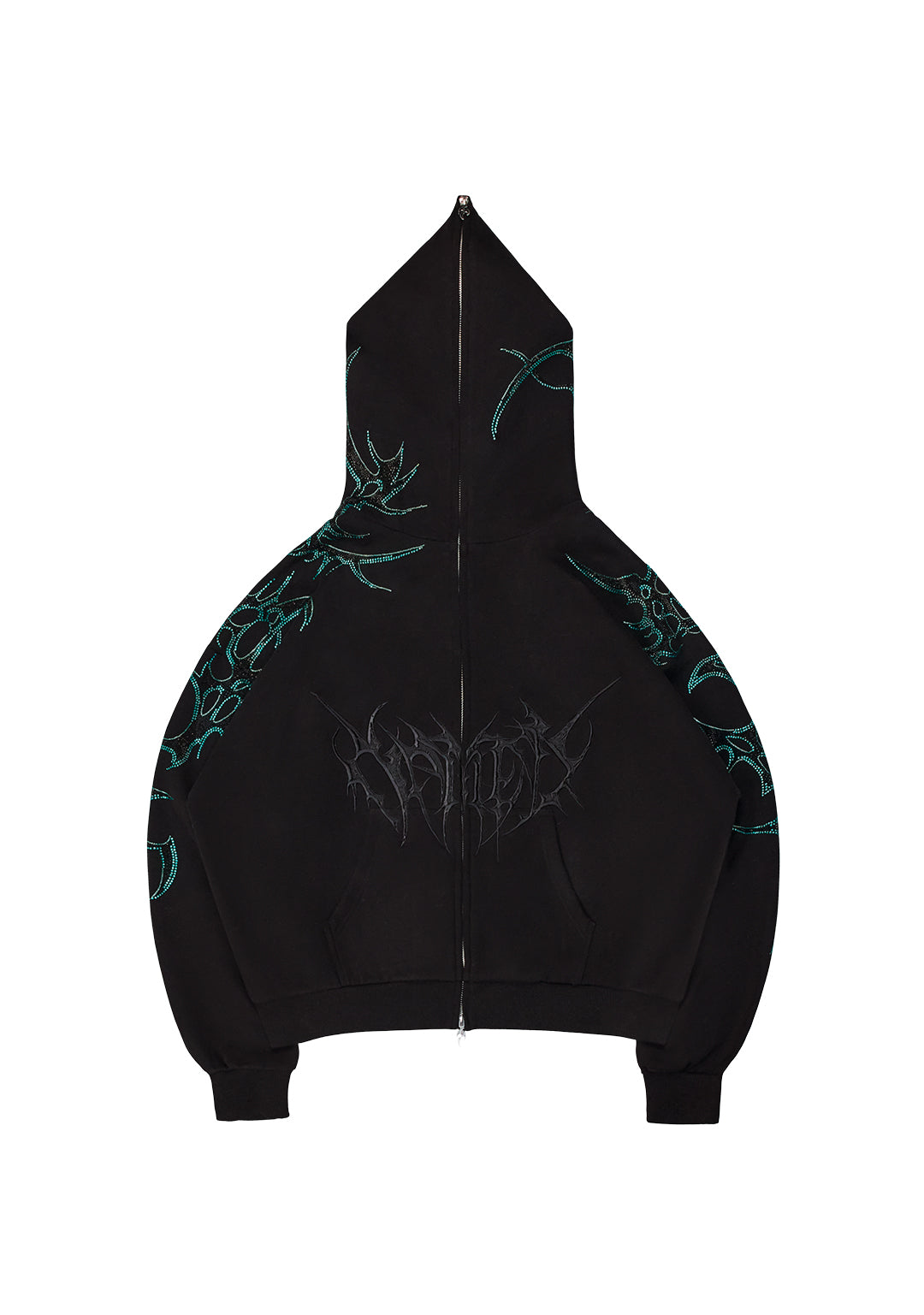 CRASH RHINESTONE ZIP HOODIE BLACK AND BLUE