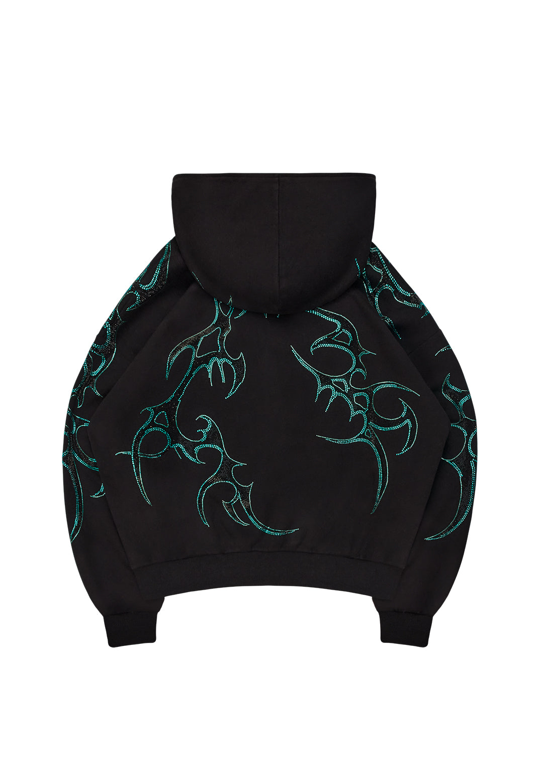 CRASH RHINESTONE ZIP HOODIE BLACK & BLUE