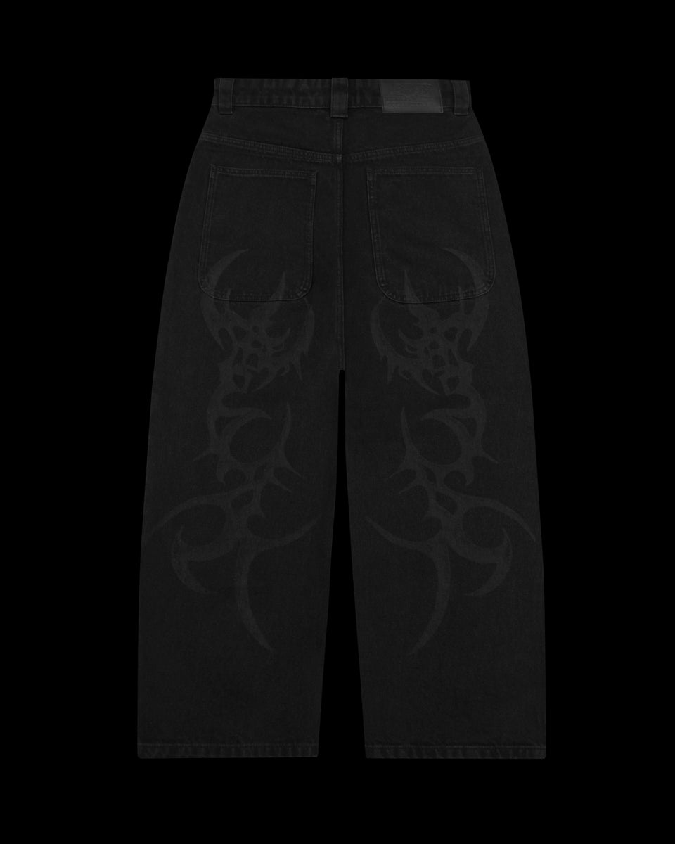 CRASH SUPER BAGGY JEANS WASHED BLACK