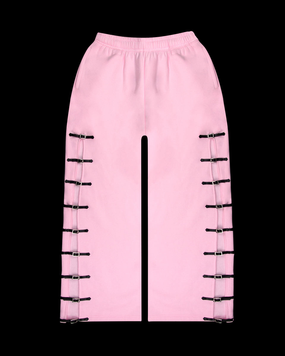 CRUSH BUCKLE OVERSIZED SWEATPANTS BABY PINK