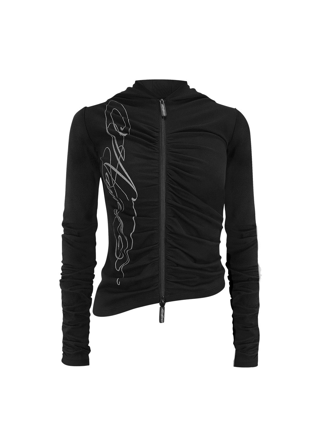 CRUSH SCULPT STRETCH DRAPE HOODIE BLACK