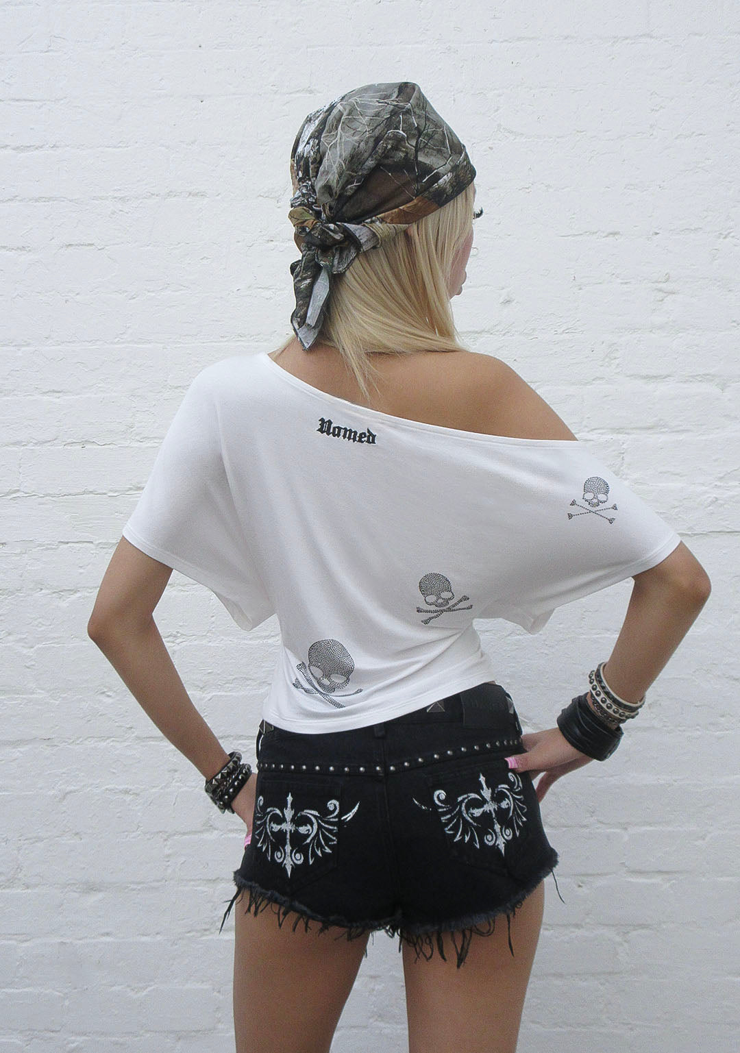Cryptic Rhinestone Off The Shoulder Top White – NAMED COLLECTIVE®