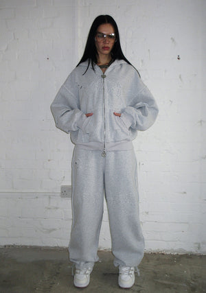 CURSE DISTRESSED OVERSIZED SWEATPANTS GREY MARL