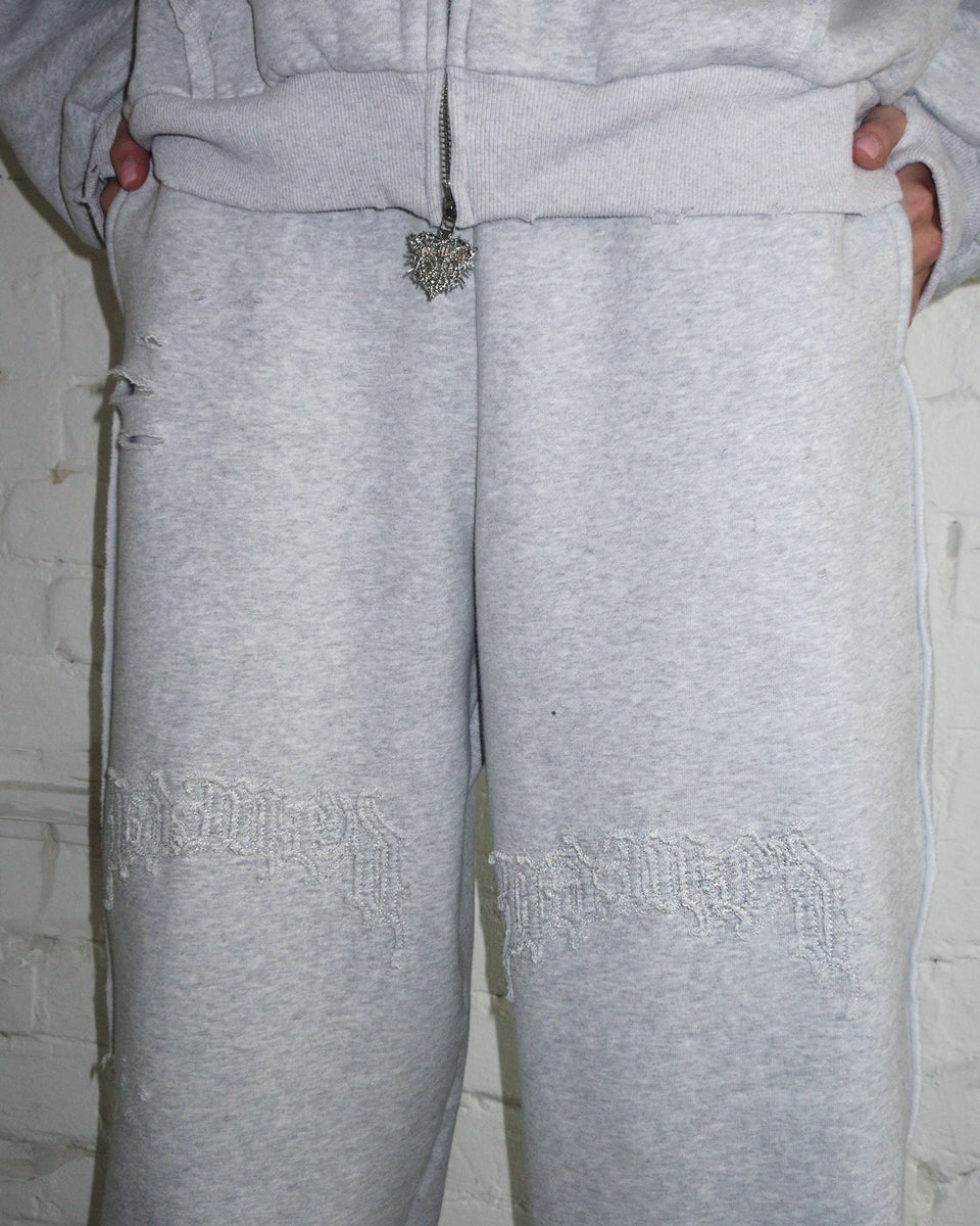 CURSE DISTRESSED OVERSIZED SWEATPANTS GREY MARL