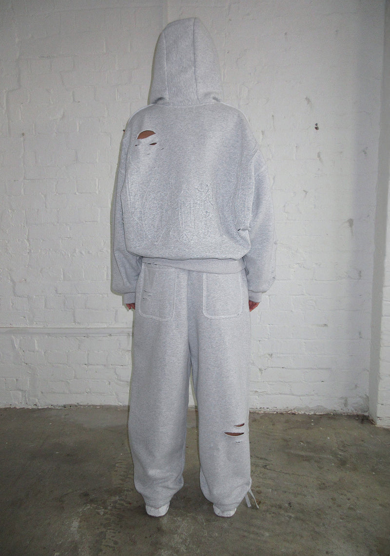 CURSE DISTRESSED OVERSIZED SWEATPANTS GREY MARL