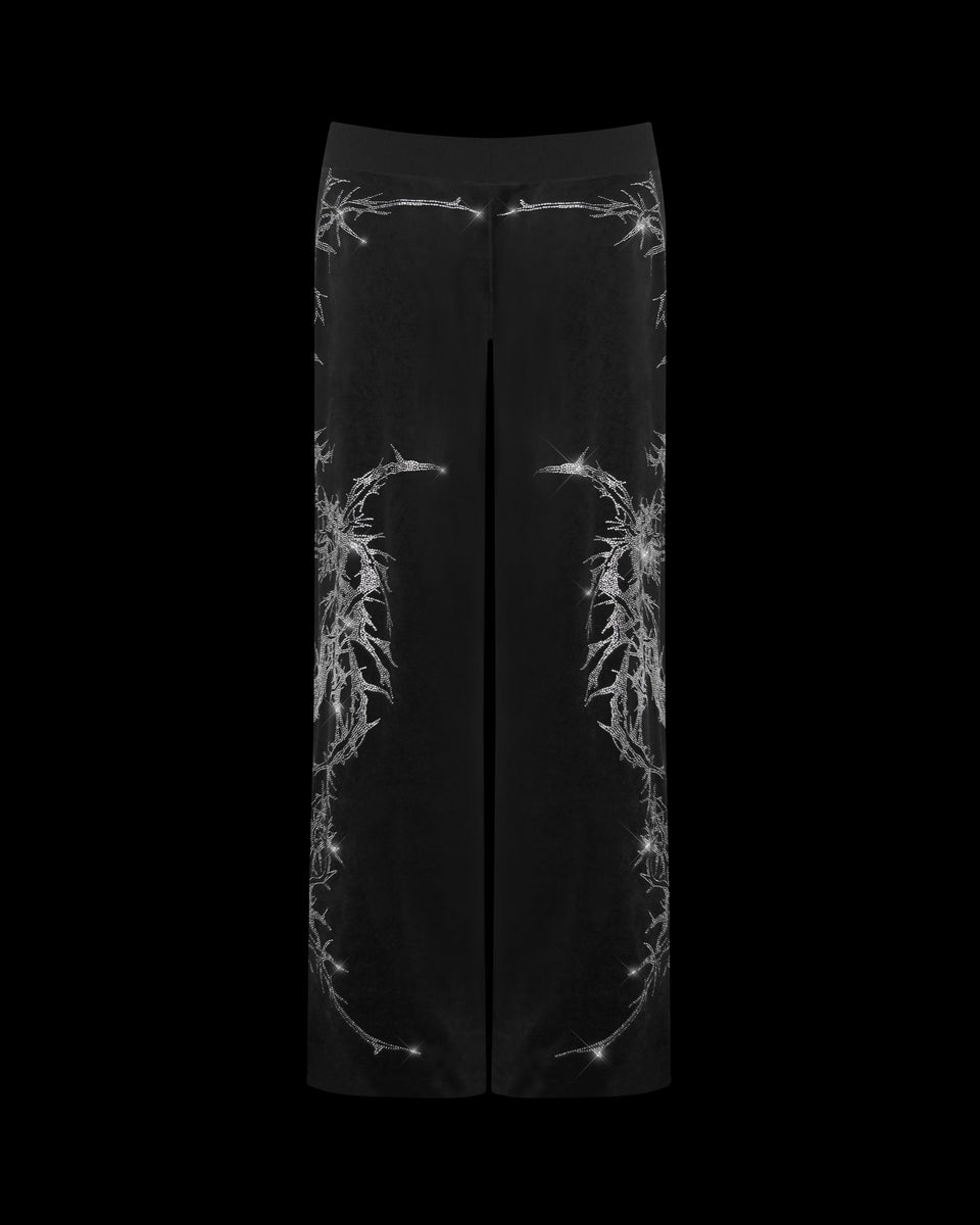 CURSE RHINESTONE VELOUR SWEATPANTS BLACK