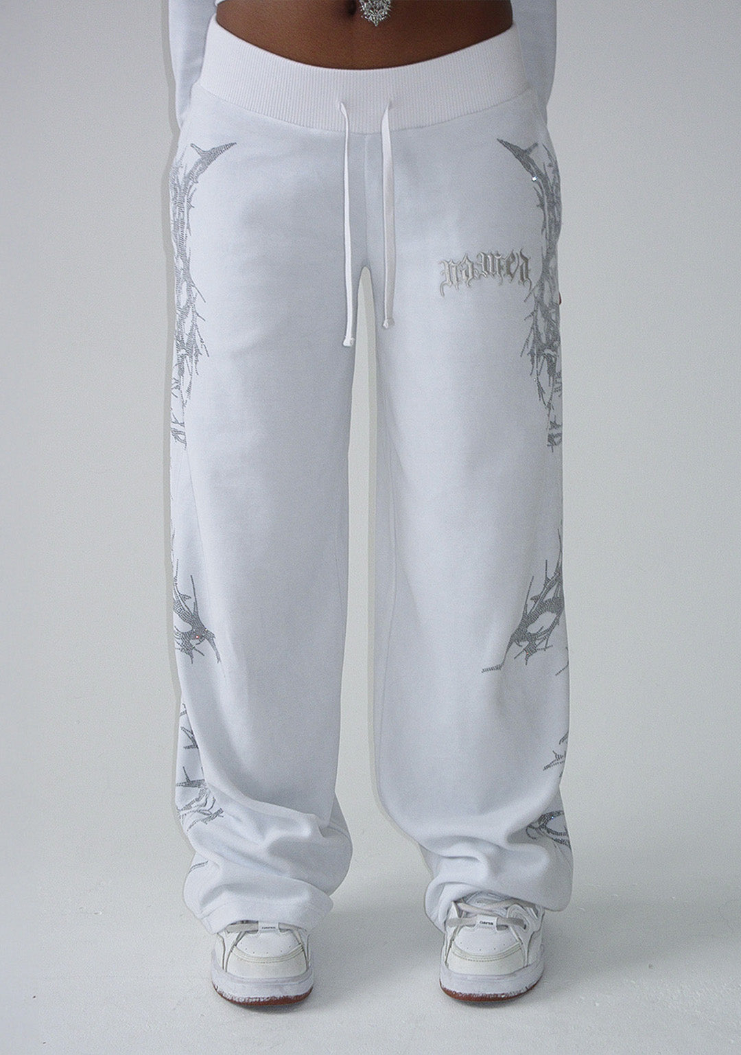 CURSE RHINESTONE VELOUR SWEATPANTS SALT