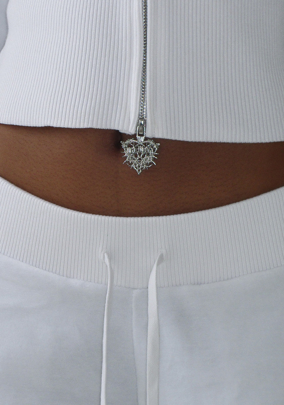 CURSE RHINESTONE VELOUR ZIP HOODIE SALT