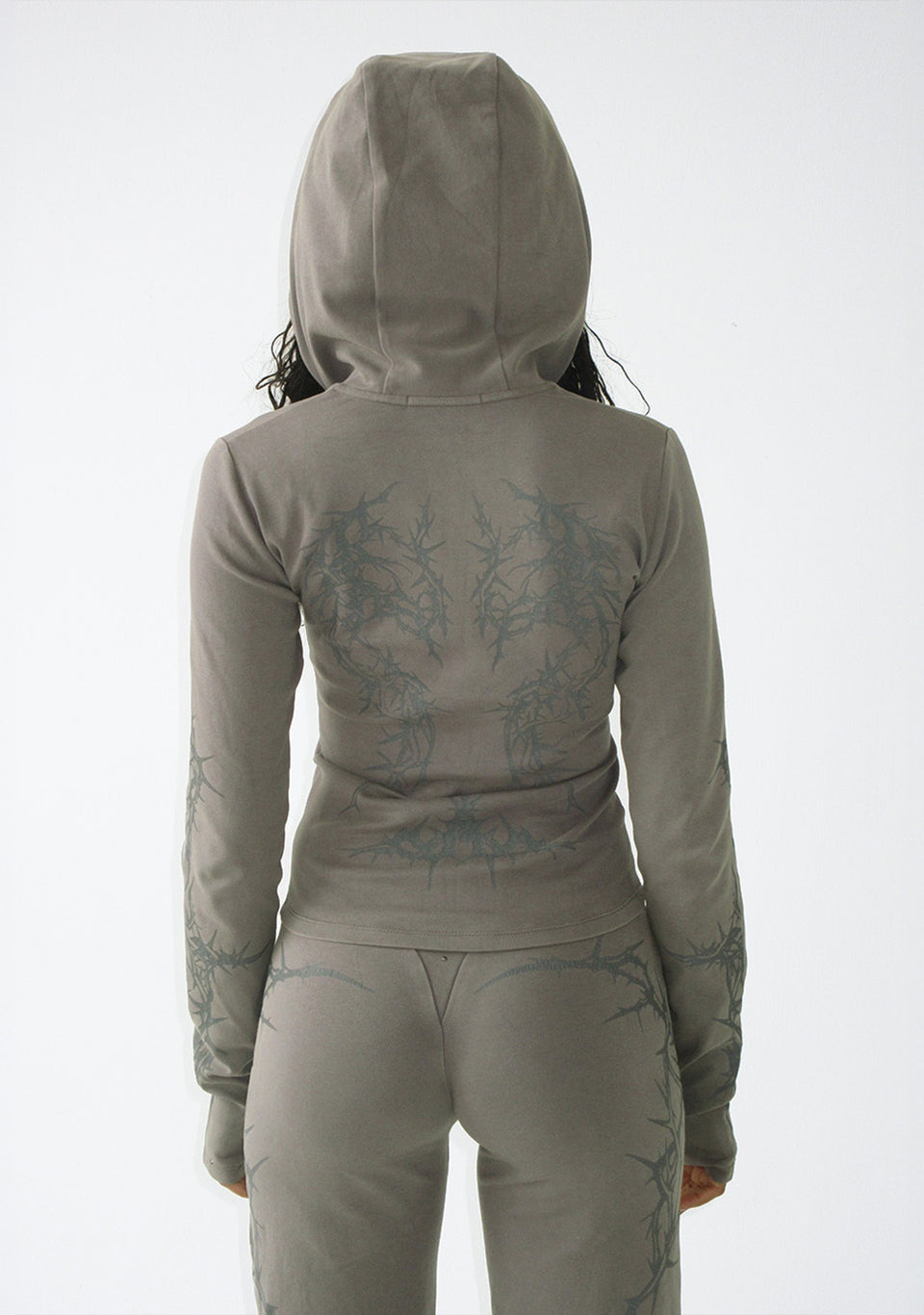 CURSE SCULPT STRETCH ZIP HOODIE WASHED ARMY GREEN