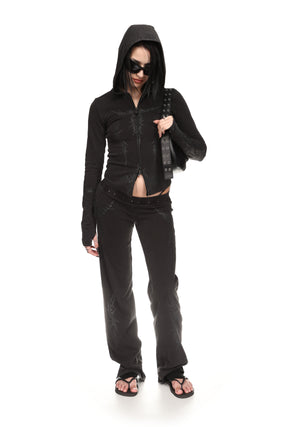 CURSE SCULPT STRETCH ZIP HOODIE WASHED CHARCOAL