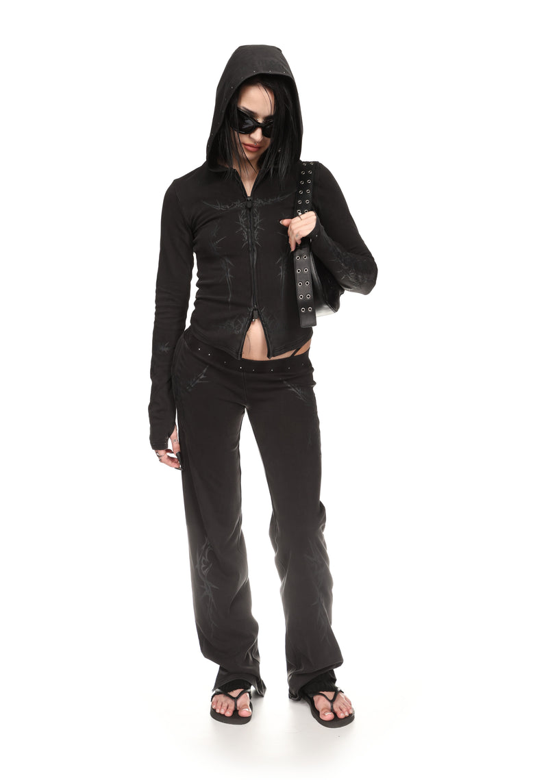 CURSE SCULPT STRETCH ZIP HOODIE WASHED CHARCOAL