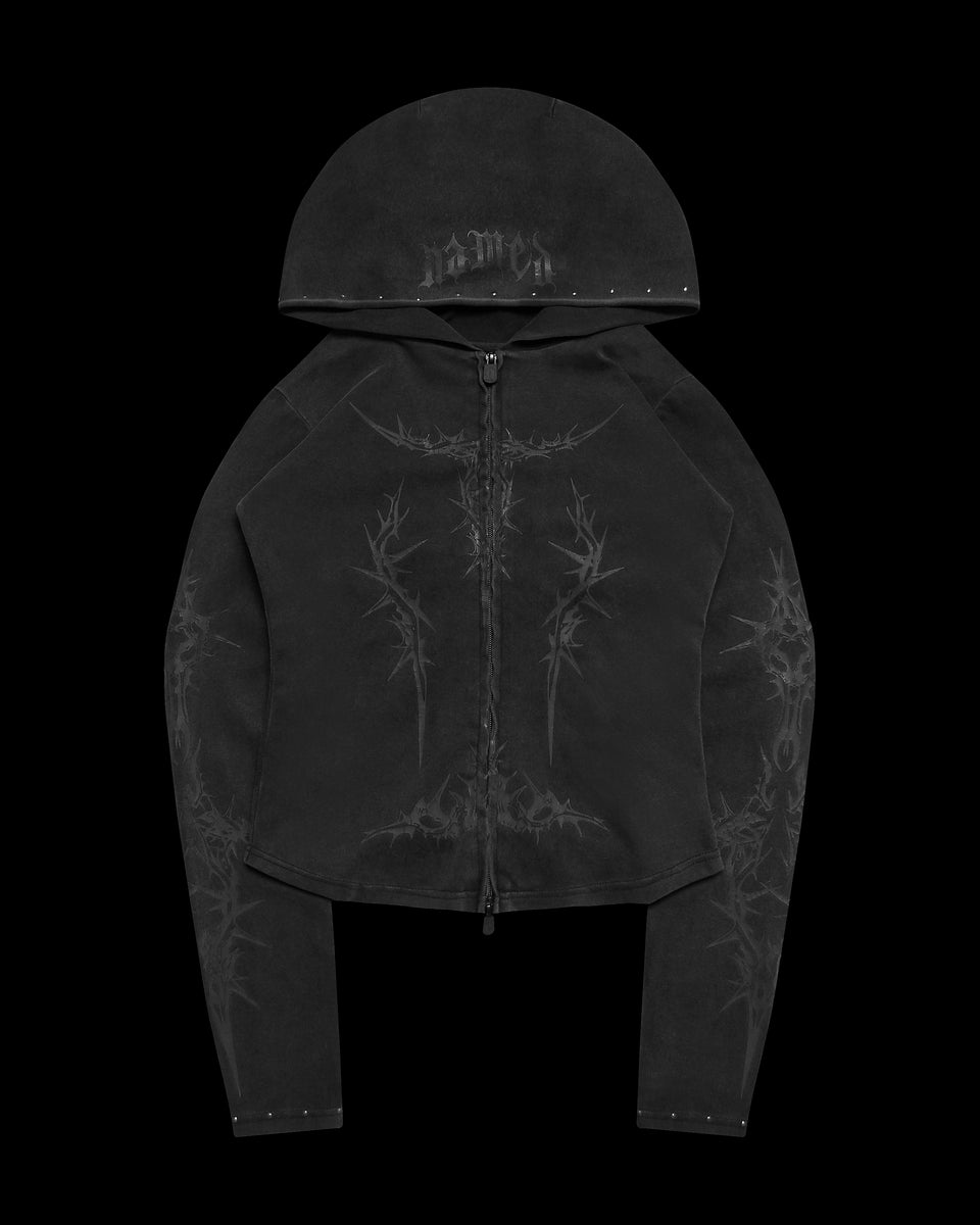 CURSE SCULPT STRETCH ZIP HOODIE WASHED CHARCOAL