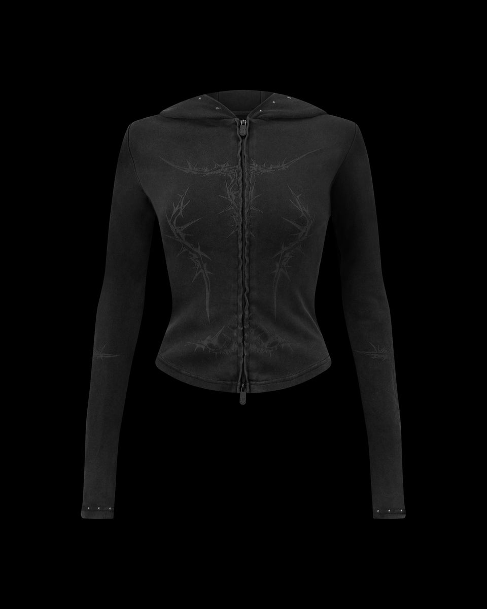 CURSE SCULPT STRETCH ZIP HOODIE WASHED CHARCOAL