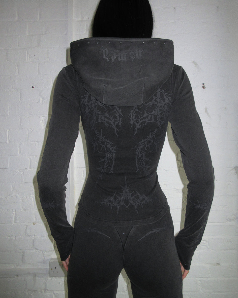 CURSE SCULPT STRETCH ZIP HOODIE WASHED CHARCOAL