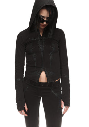 CURSE SCULPT STRETCH ZIP HOODIE WASHED CHARCOAL