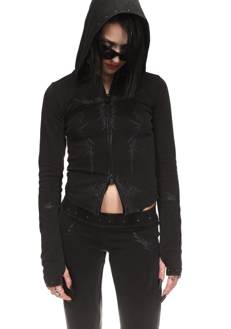 CURSE SCULPT STRETCH ZIP HOODIE WASHED CHARCOAL