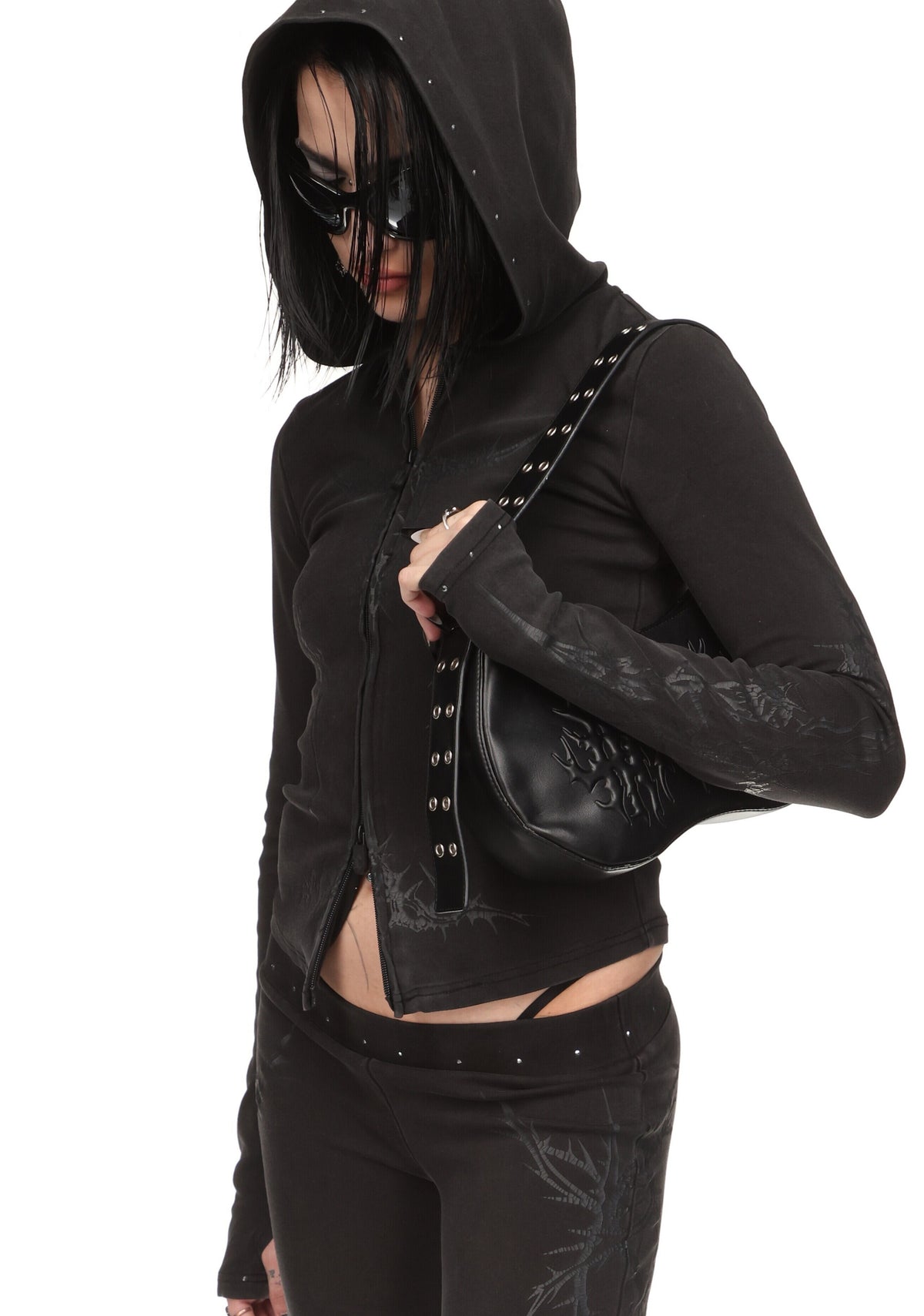 CURSE SCULPT STRETCH ZIP HOODIE WASHED CHARCOAL