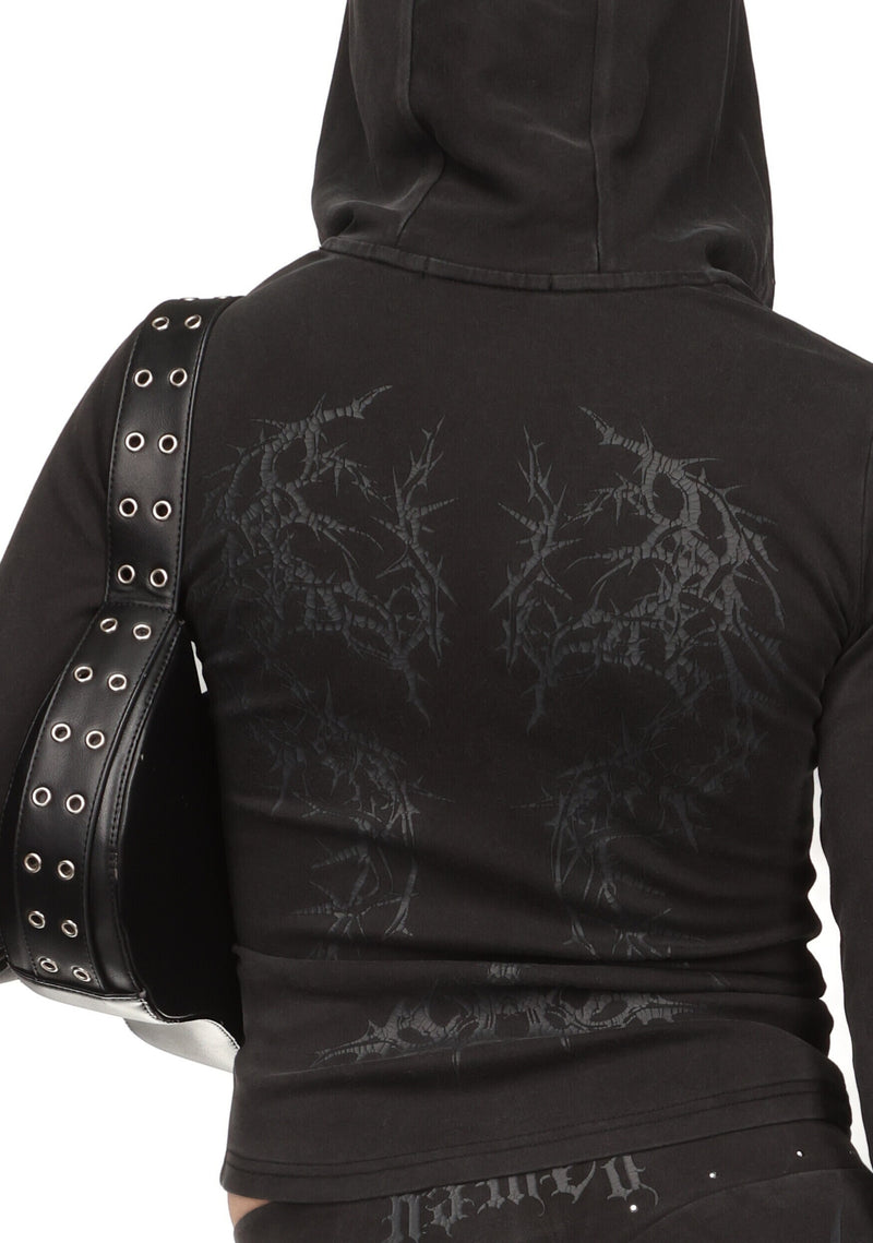 CURSE SCULPT STRETCH ZIP HOODIE WASHED CHARCOAL