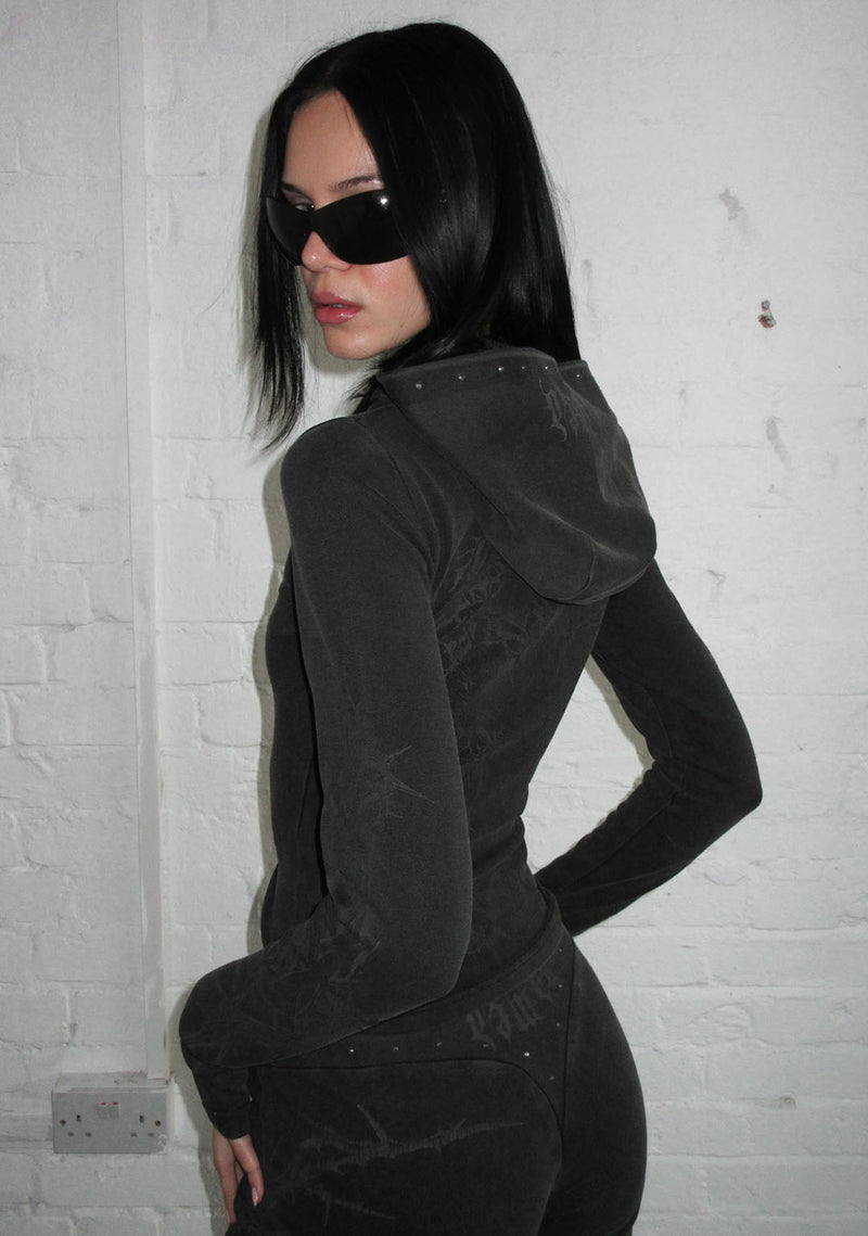 CURSE SCULPT STRETCH ZIP HOODIE WASHED CHARCOAL