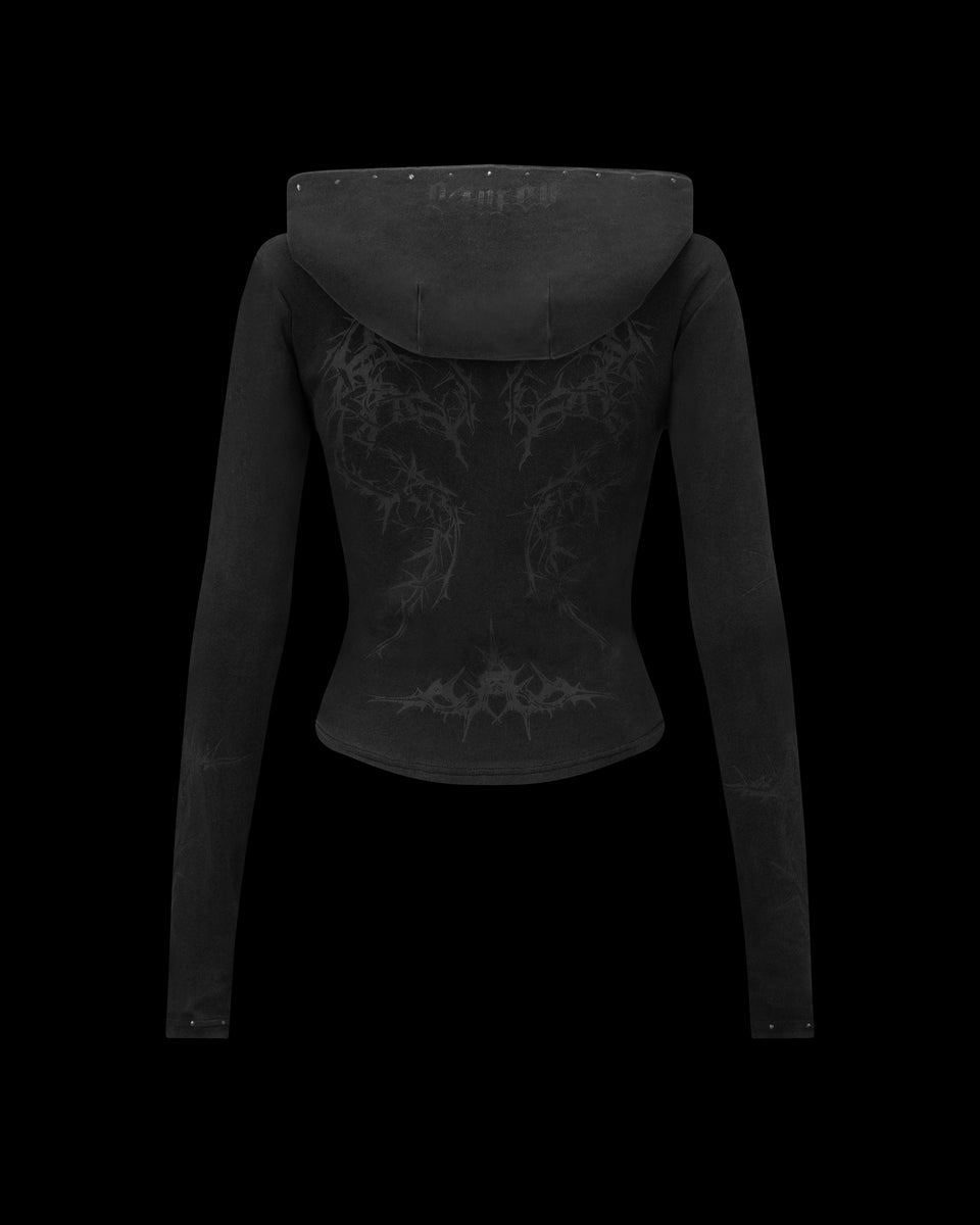 CURSE SCULPT STRETCH ZIP HOODIE WASHED CHARCOAL