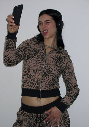 DAGGERS FITTED ZIP HOODIE LEOPARD