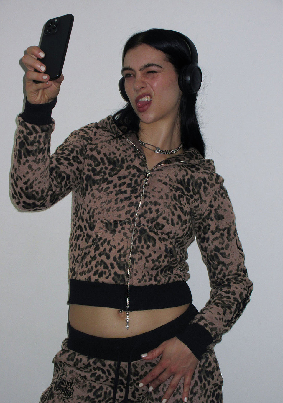 DAGGERS FITTED ZIP HOODIE LEOPARD