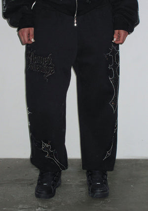 DAGGERS RHINESTONE SWEATPANTS BLACK