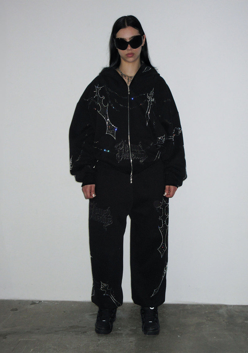DAGGERS RHINESTONE SWEATPANTS BLACK