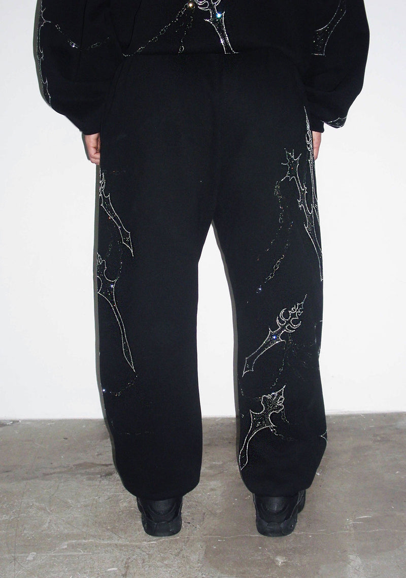 DAGGERS RHINESTONE SWEATPANTS BLACK