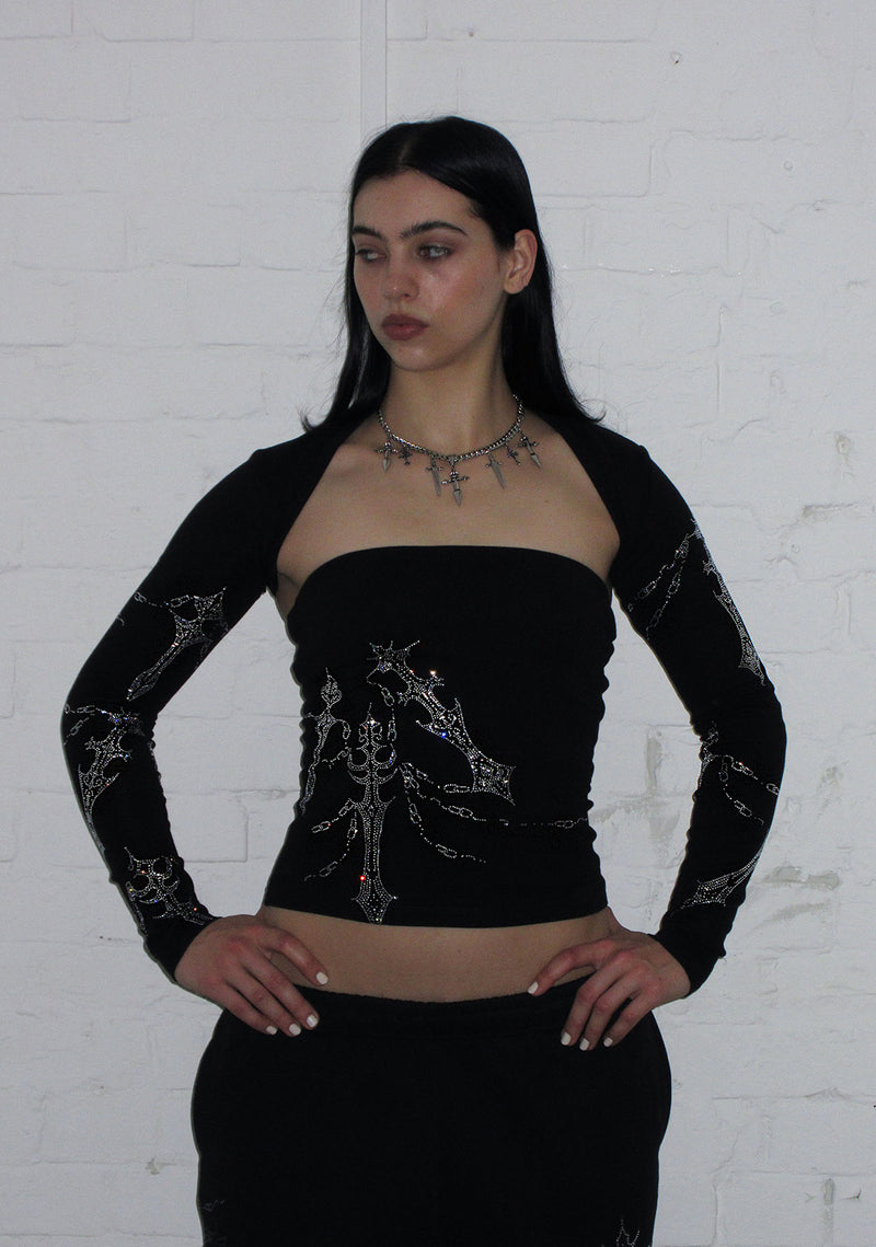DAGGERS RHINESTONE TWO PIECE TUBE TOP SET