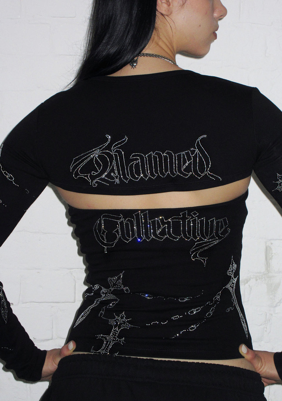 DAGGERS RHINESTONE TWO PIECE TUBE TOP SET
