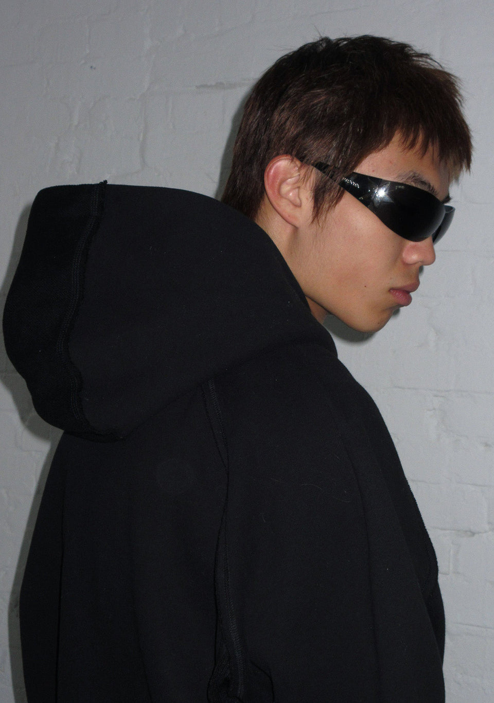 DECONSTRUCTED ZIP HOODIE JET BLACK