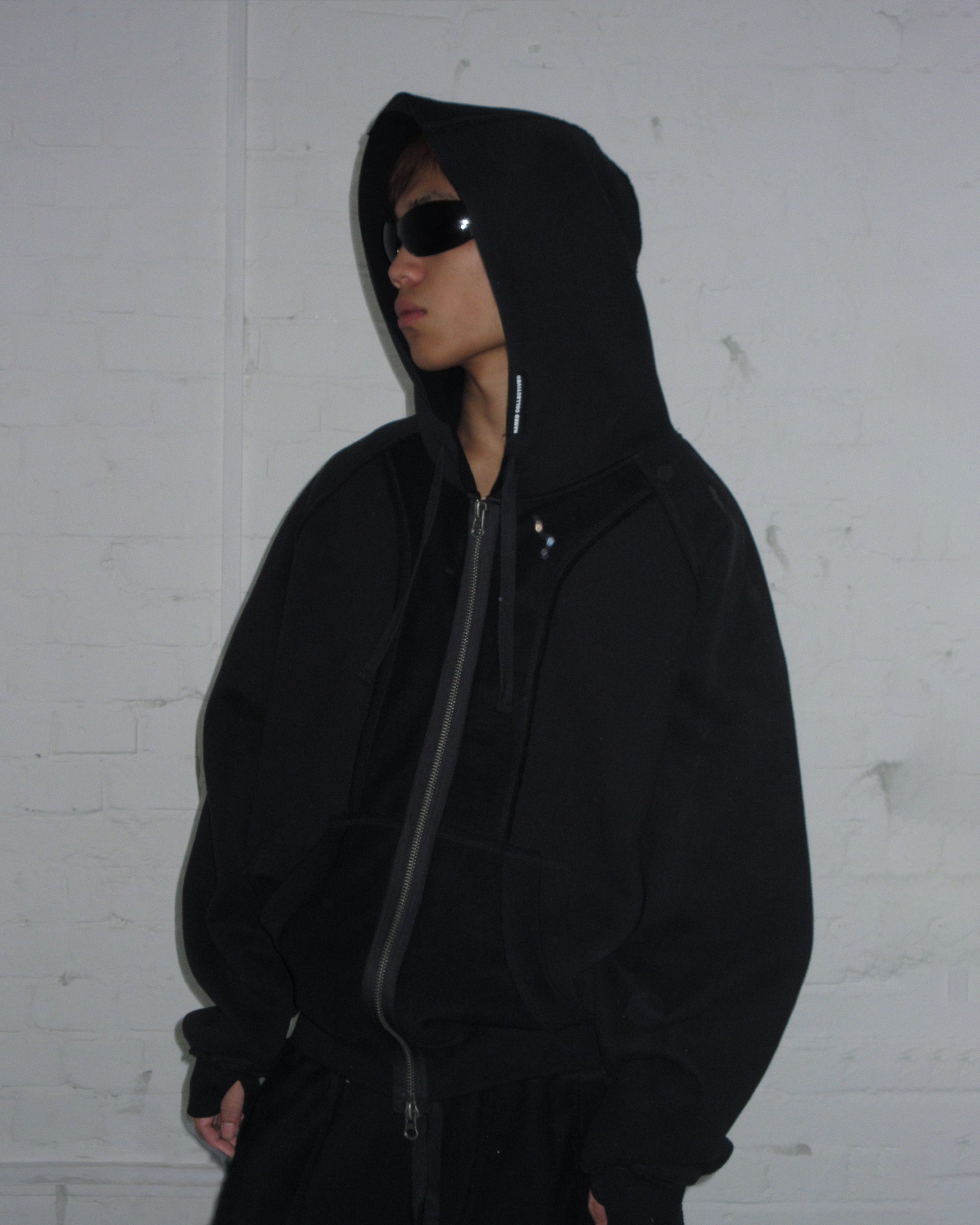 DECONSTRUCTED ZIP HOODIE JET BLACK – NAMED COLLECTIVE®