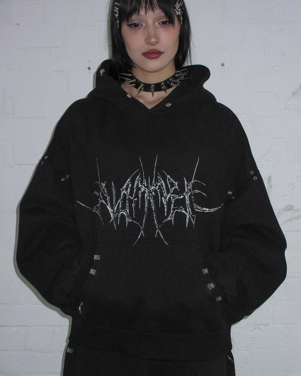 DESTROY CHROME PIERCED HOODIE BLACK