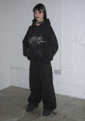 DESTROY CHROME PIERCED HOODIE BLACK