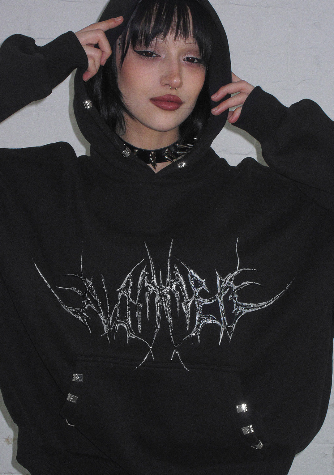 DESTROY CHROME PIERCED HOODIE BLACK