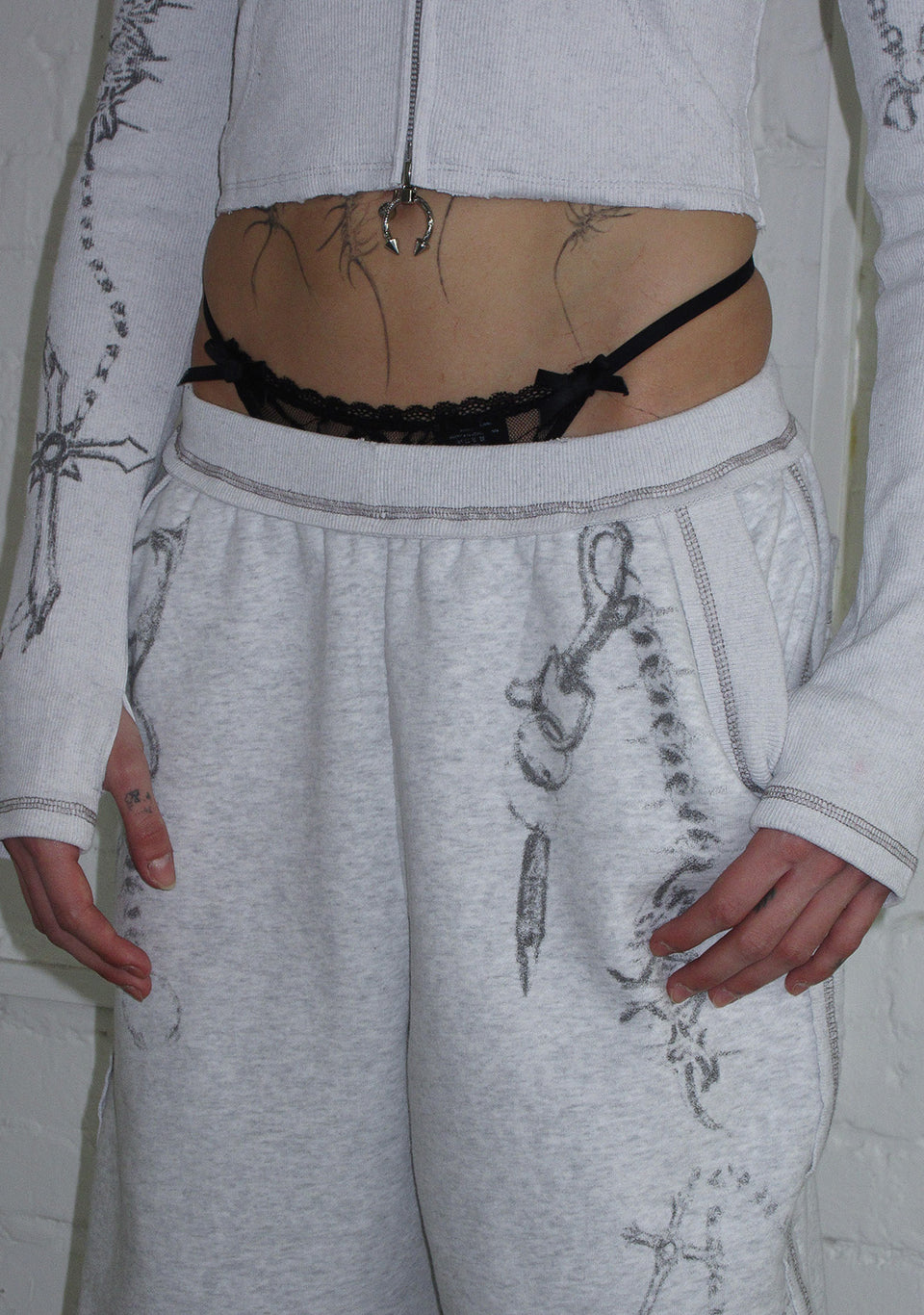 DESTROY OVERSIZED SWEATPANTS GREY MARL