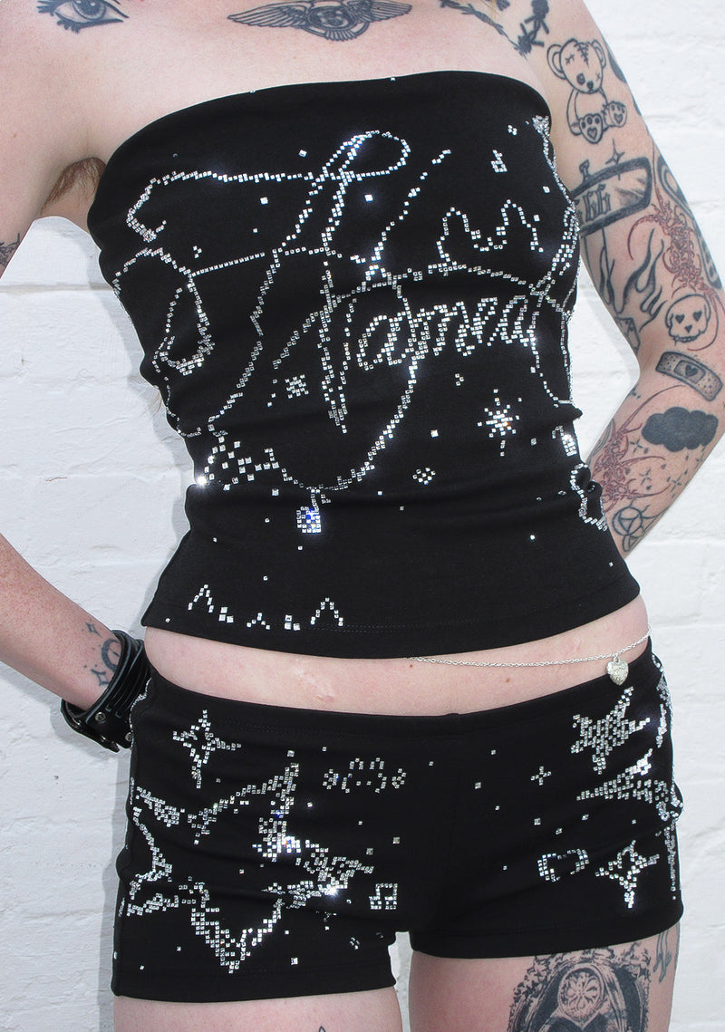 DREAMER RHINESTONE MICRO HOTPANT SHORTS BLACK