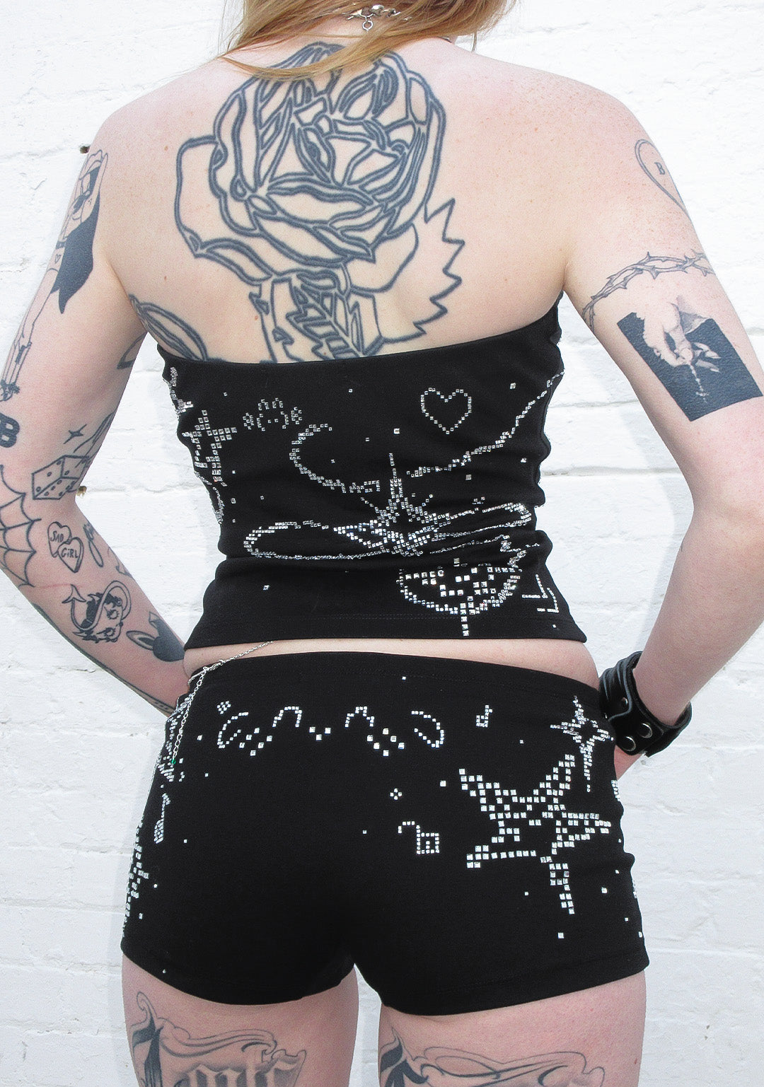 DREAMER RHINESTONE MICRO HOTPANT SHORTS BLACK