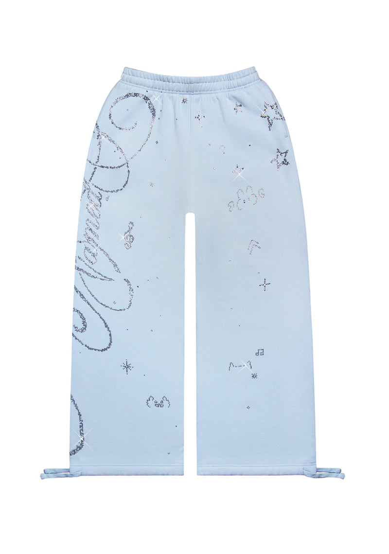 DREAMER RHINESTONE TEDDY OVERSIZED SWEATPANTS BABY BLUE
