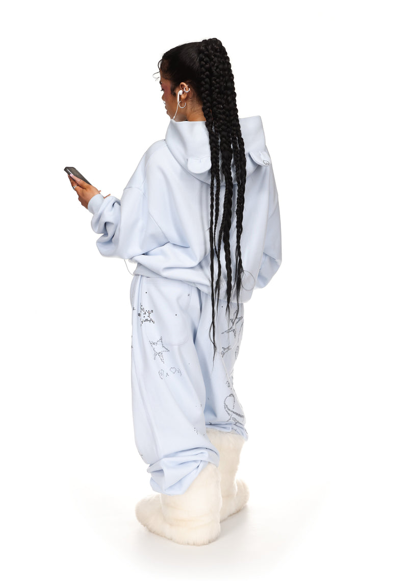 DREAMER RHINESTONE TEDDY OVERSIZED SWEATPANTS BABY BLUE