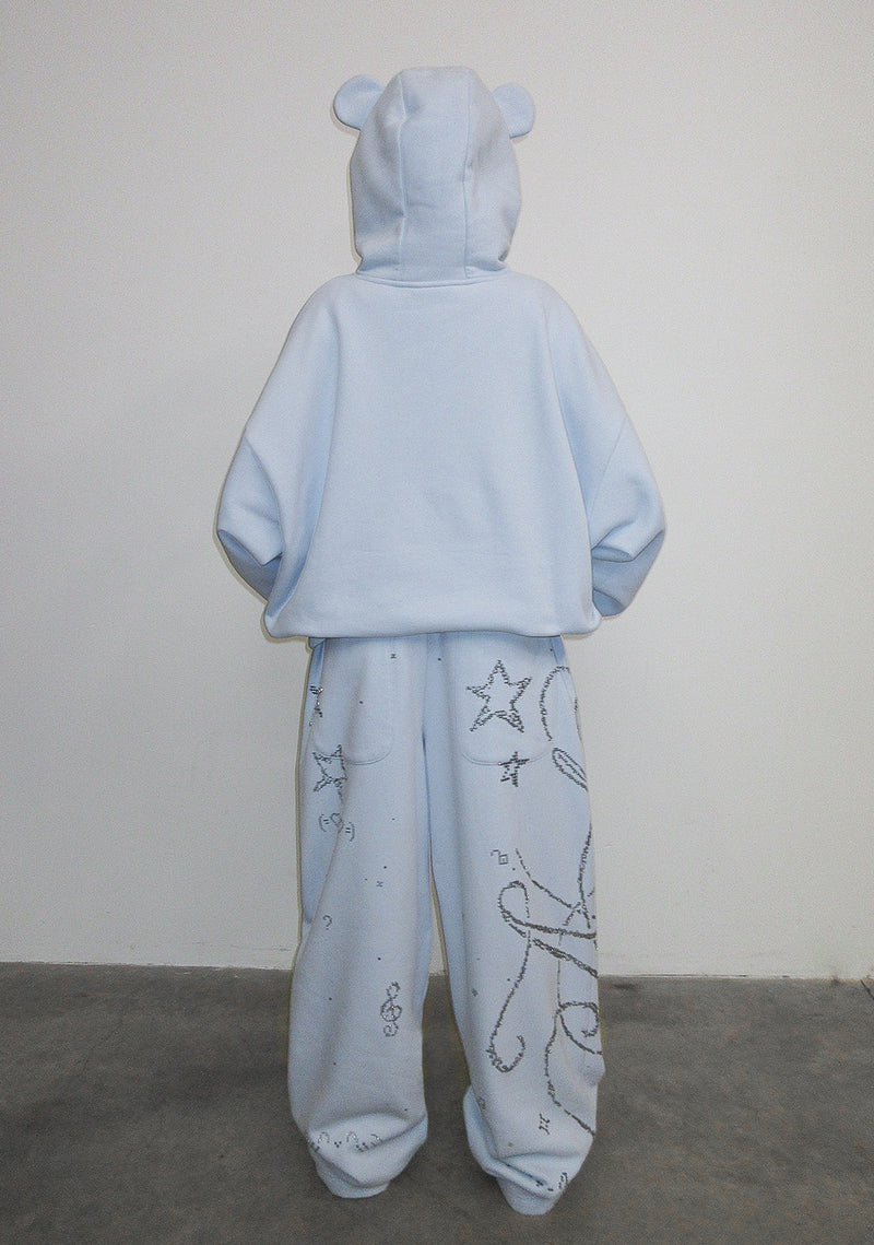DREAMER RHINESTONE TEDDY OVERSIZED SWEATPANTS BABY BLUE